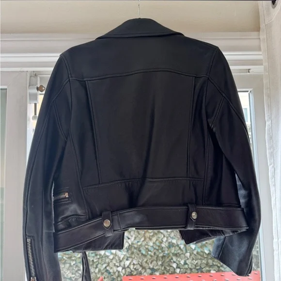 Acne Black Leather Jacket - Mock Style